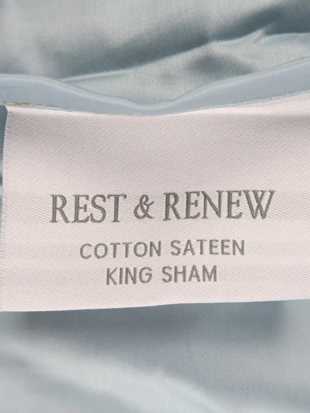 CITY FURNITURE REST & RENEW BLUE COTTON SATEEN KING SHAM SET 2 PIECES NEW